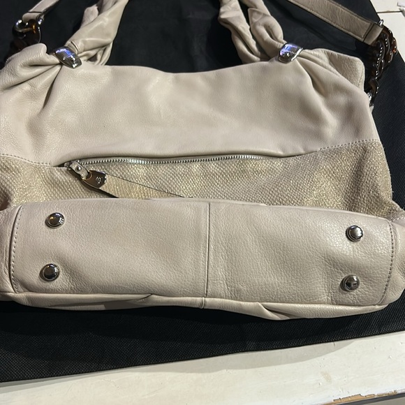 B. Makowsky Beige Suede and Leather Shoulder Bag - Picture 3 of 13